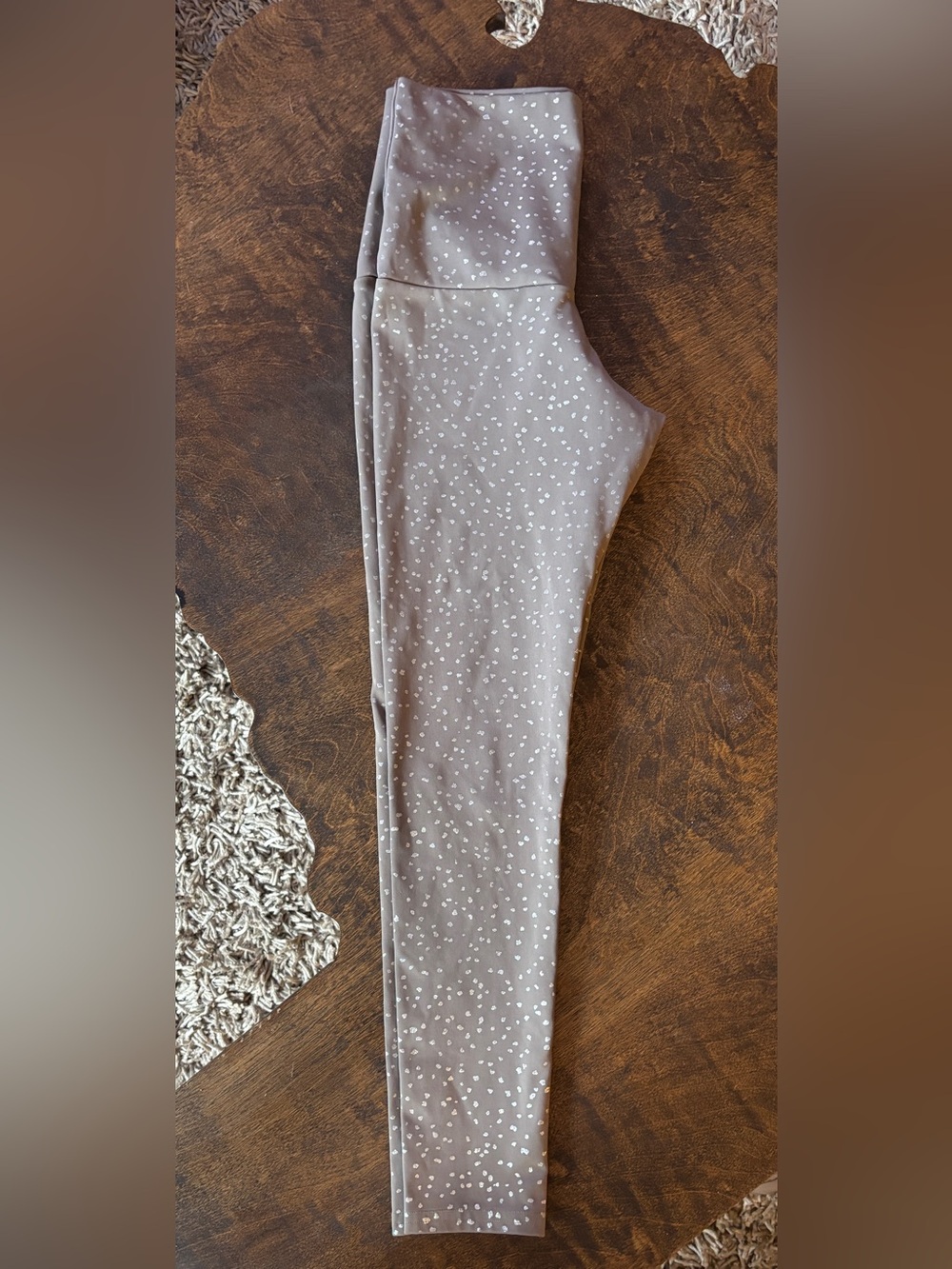 Emily Hsu Designs Taupe Metallic Gold Speckle High Waist Crop Leggings M